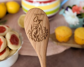 Engraved wooden spoons, Baking gifts, Gigi gifts, Great grandma gift,