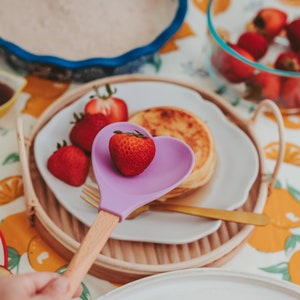 Heart shaped spatula serving fruit