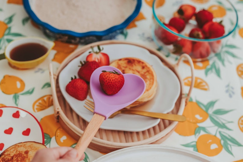 Heart shaped spatula serving fruit