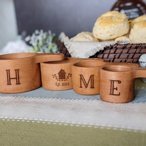 Housewarming gift basket, Wood measuring cups, Measuring spoons, Realtor closing gift for buyer, image 3