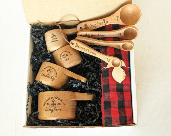 Christmas Gift Box, Wooden Measuring Cups, Measuring Spoons, Baking Gifts,  Employee Christmas Gifts, 