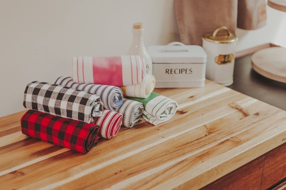 Soft Linen Dish Towel, Blue Stripe Assortment