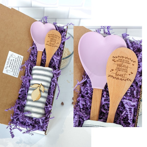 Sister gift box, Personalized wooden spoon, Sister gift from sister, Sister birthday gift, Long distance gift,