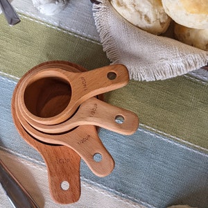 Wooden measuring cups, Measuring spoons, Baking gifts, Floral, Flowers, 50th birthday gift for women, Mom gift, image 4