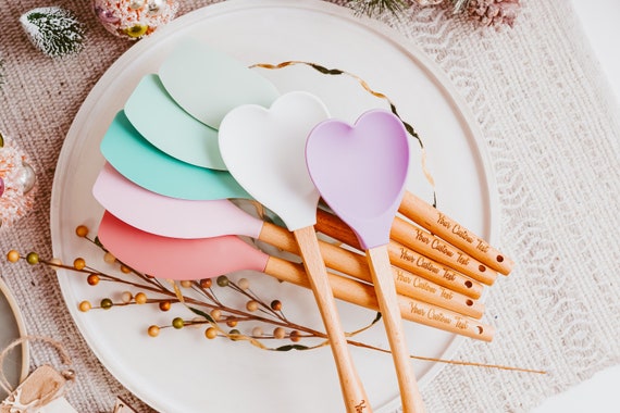 Wooden Cooking Spatula, Silicone Spatula, Wooden Utensils, Baking Gifts,  Bridal Shower Gift, 