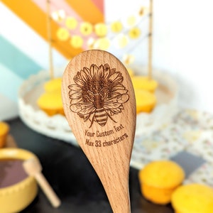 Engraved wooden spoon, Bee gifts, Sunflower gifts, Gifts for bakers, Aunt gift,