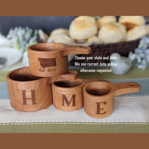 Wood measuring cups, Measuring spoons, Realtor closing gift for buyer, Real estate closing gift, Moving away gift,