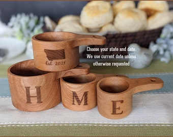 Wood measuring cups, Measuring spoons, Realtor closing gift for buyer, Real estate closing gift, Moving away gift,
