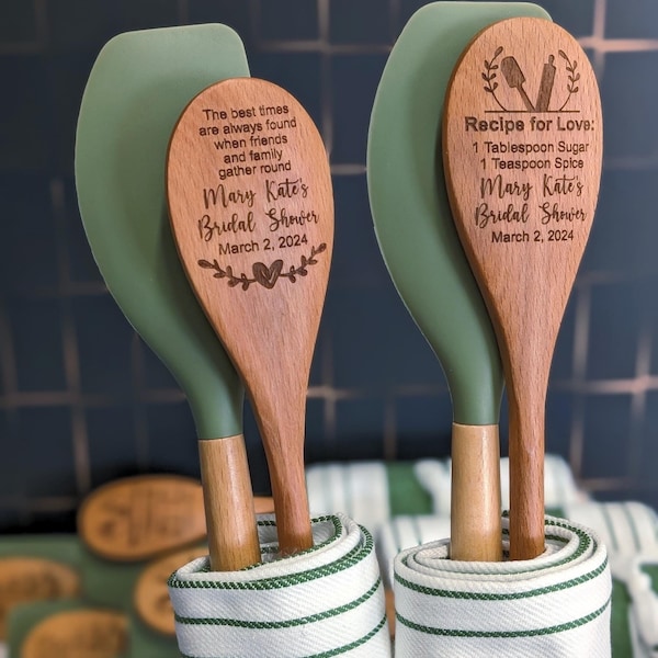 Personalized Wooden Spoon Bridal Shower Favors, Wedding Favors for guests in bulk