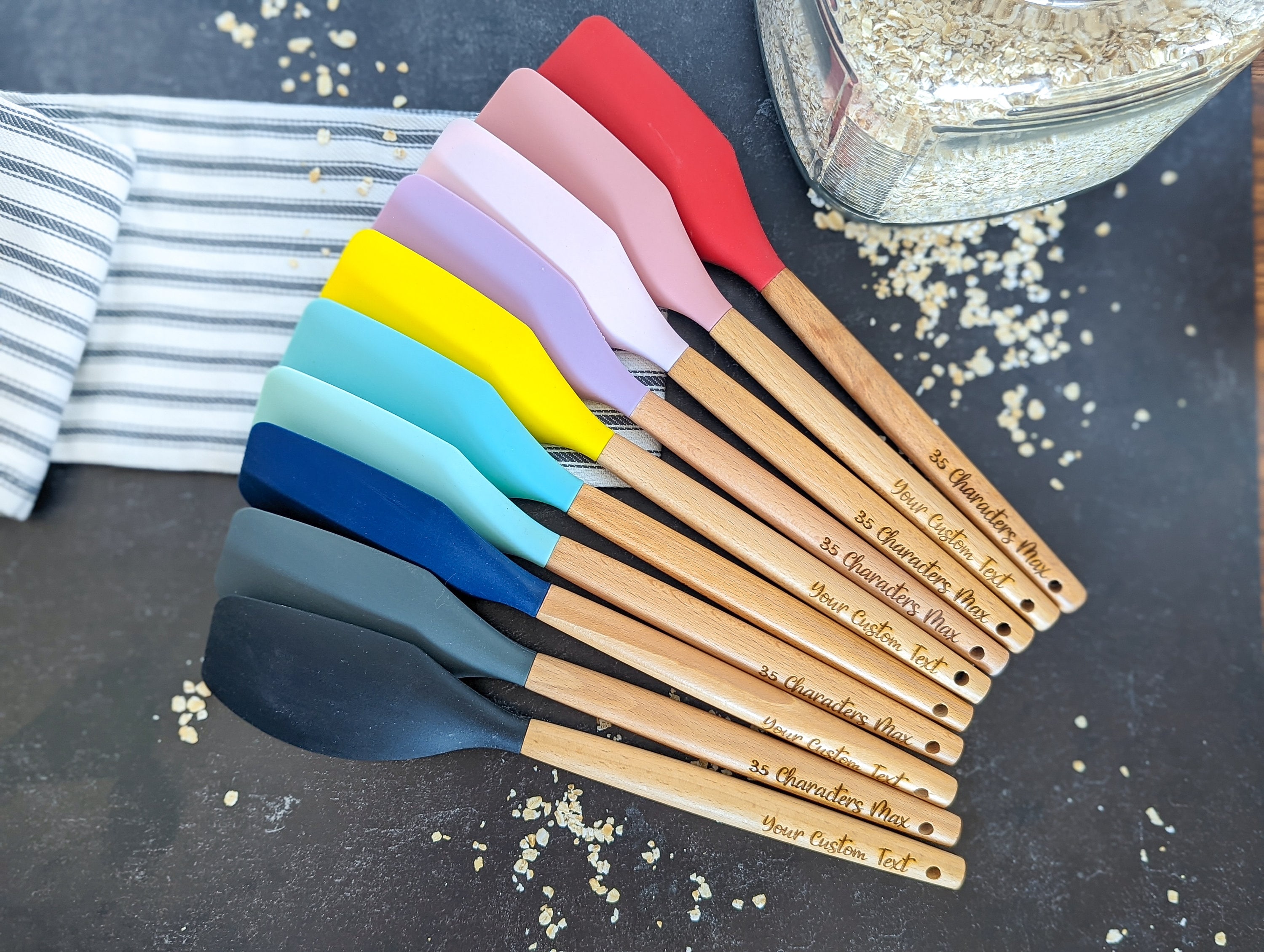 Wooden Cooking Spatula, Silicone Spatula, Wooden Utensils, Baking Gifts,  Bridal Shower Gift, 