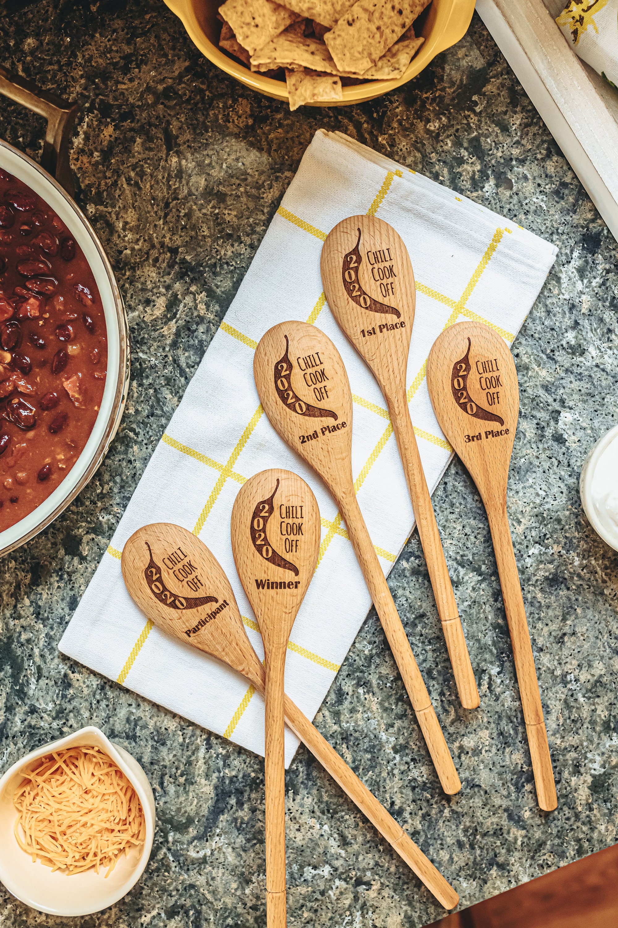 Chili Cook Off Personalized Wooden Spoon, Crockpot Cookoff Trophy, Grill Master