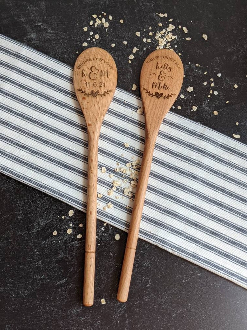 Personalized wooden spoon, Baking gifts, Cooking gifts, Bridal shower gift, Unique wedding gift for couple, Housewarming gift, image 2