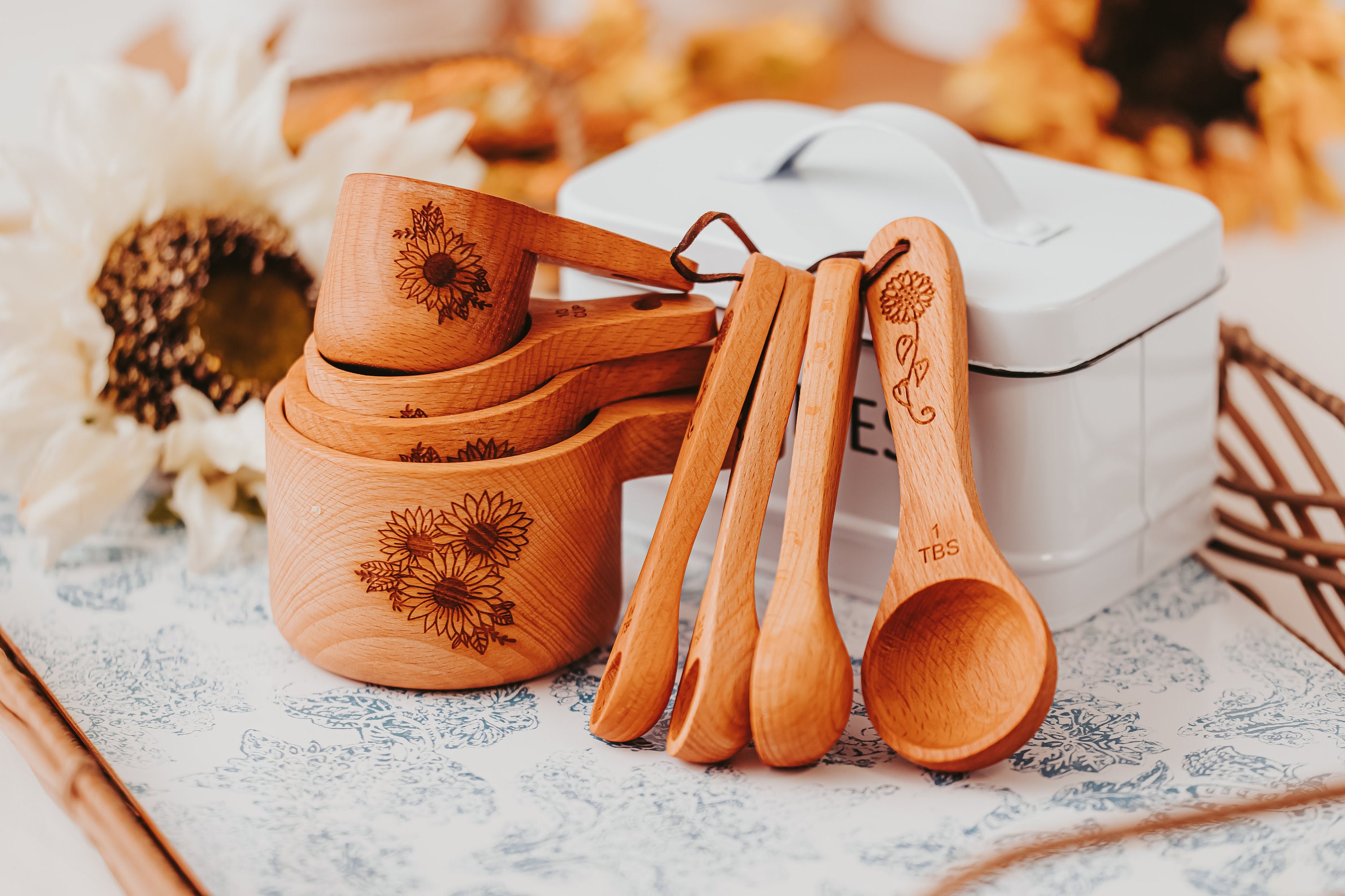 Wooden Measuring Cups, Measuring Spoons, Baking Gifts, Mom Christmas Gift  From Daughter, Mother in Law Christmas Gift, 