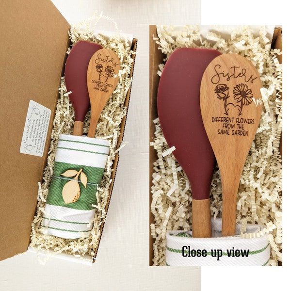 Engraved spatula, Sister birthday gift, Sister gifts from sister, Gift basket for women,