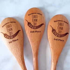 Personalized Chili Cook Off Award: Engraved Beechwood Spoon