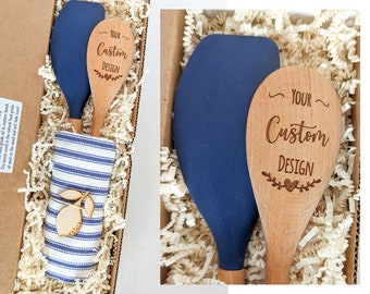 Housewarming gift basket, Personalized baking gifts, Silicone spatula, Realtor closing gift,