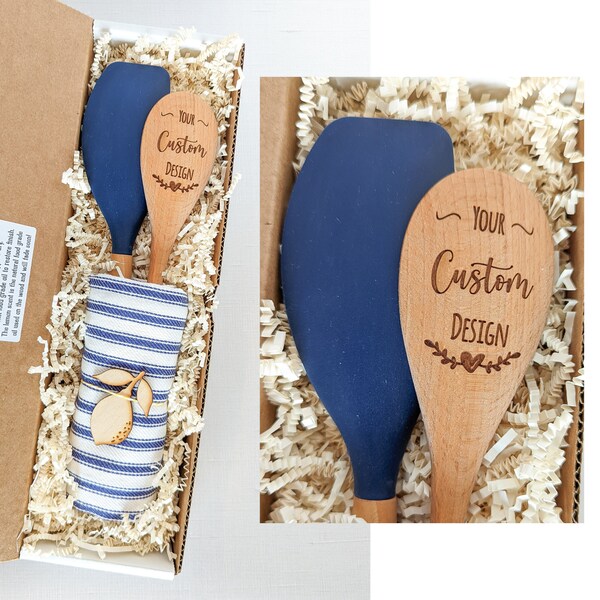 Housewarming gift basket, Personalized baking gifts, Silicone spatula, Realtor closing gift,