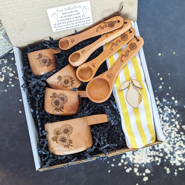 Gift box for women, Measuring cups, Sunflower gifts, Mother of the bride gift from daughter,