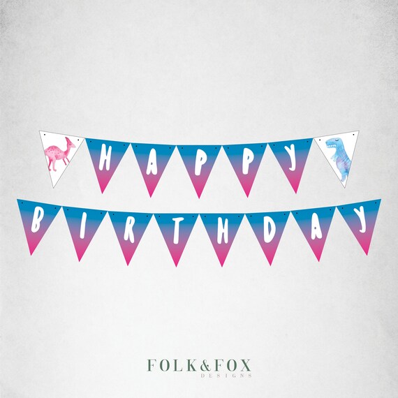 Download Free Watercolor Dinosaur Banner Birthday Banner Diy Banner Etsy SVG Cut Files
