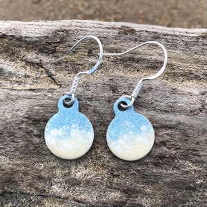 Hand enamelled Cornish beach earrings on sterling silver ear hooks