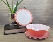 Vintage Hazel Atlas Pink Crinoline Dishes, Pink Ripple Ruffle, Bowl Coffee Cup Saucers