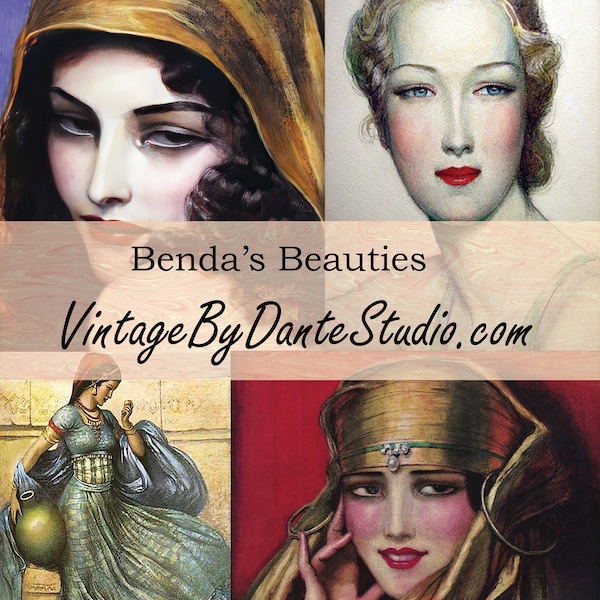Illustrations vintage des beautés de Benda