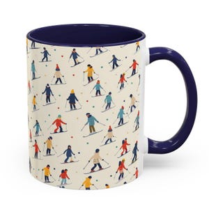 Caneca de café para esqui na montanha, presente ideal para amantes de esqui de inverno.