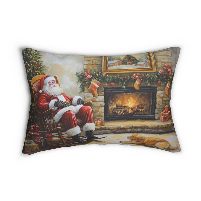 LaurelandOliveCo Santa Christmas Lumbar Pillow - Thumbnail 2
