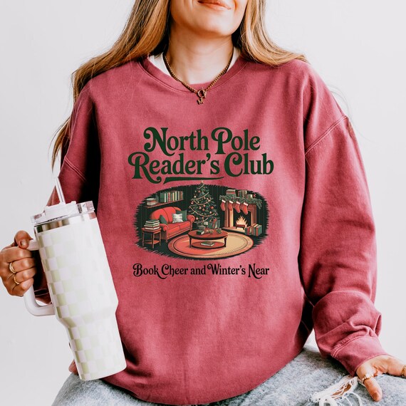 Cozy Christmas Readers Club Sweatshirt Festive Bookworm Crewneck