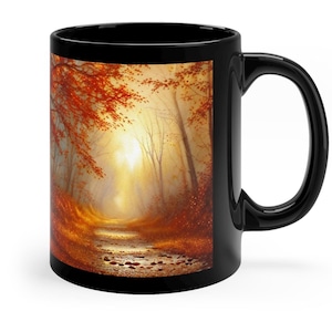 Autumn Forest Path Coffee Mug Fall Golden Sunset Trail Gift