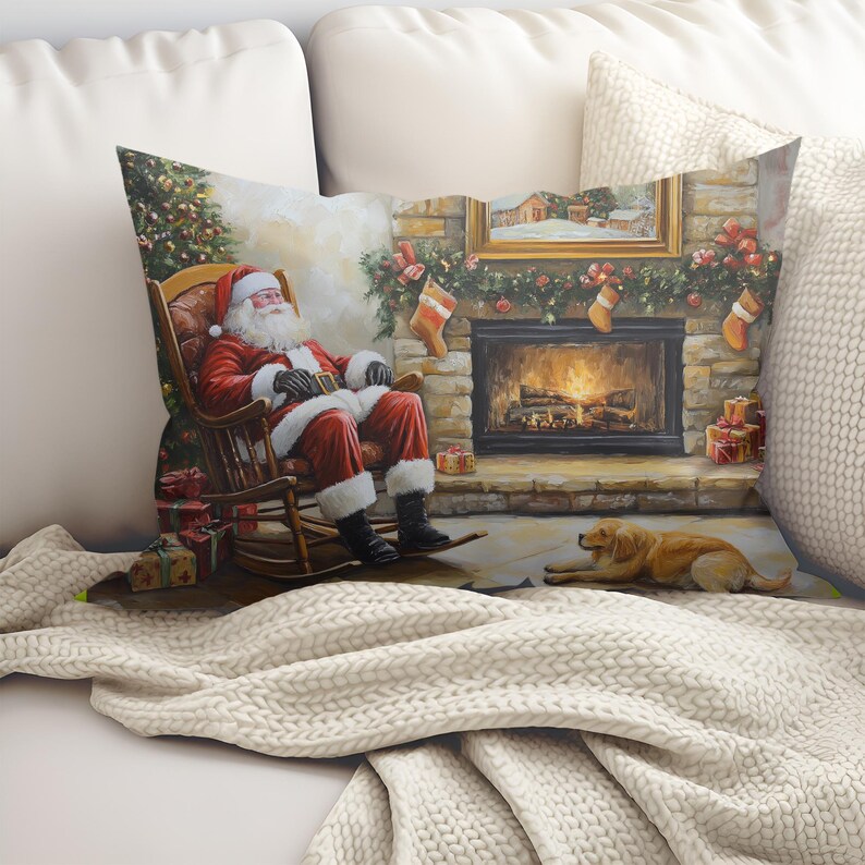 LaurelandOliveCo Santa Christmas Lumbar Pillow - Thumbnail 3