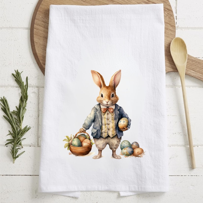 Bunny Linen Tea Towel main image 1