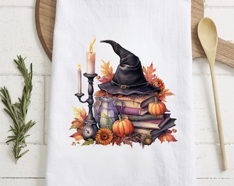Witch Hat Halloween Tea Towel Spooky Kitchen Decor