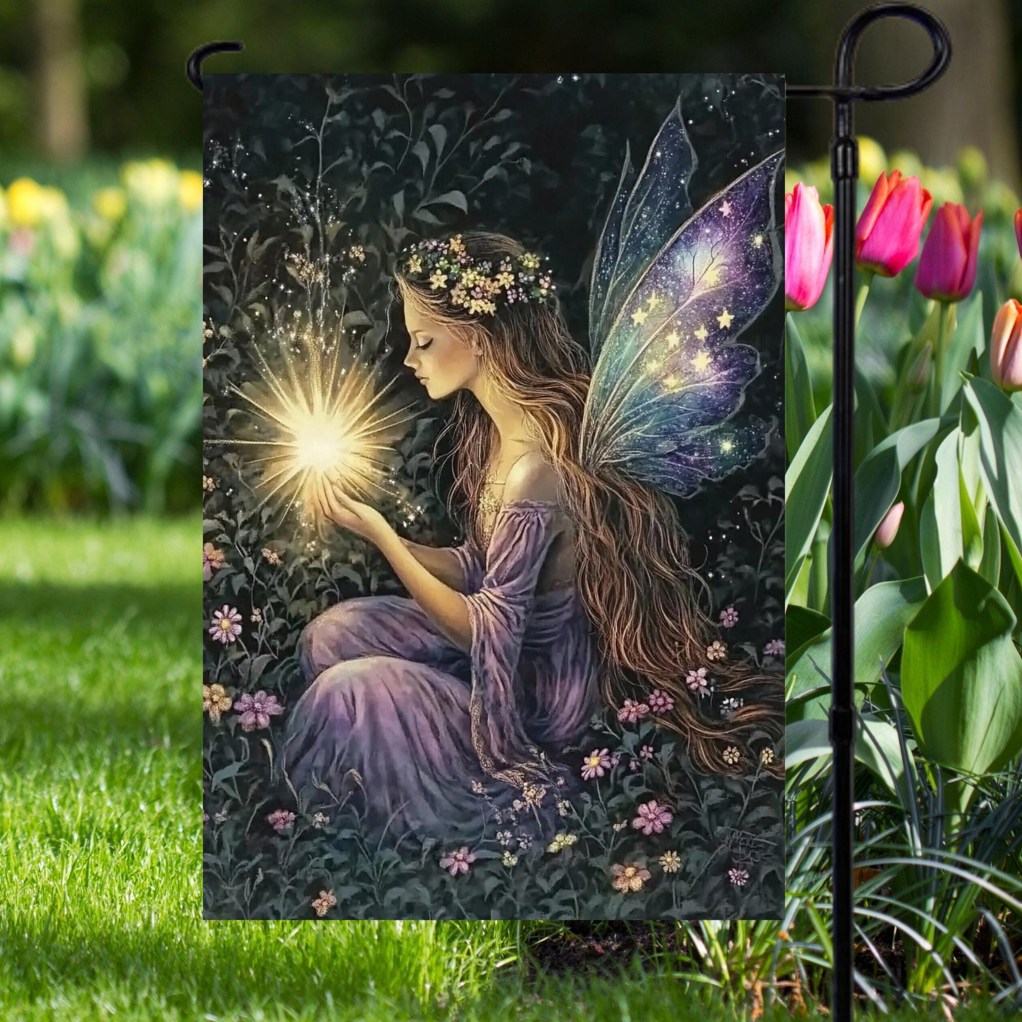 Night Fairy Garden Flag Mystical Fairyland Yard Art - Etsy
