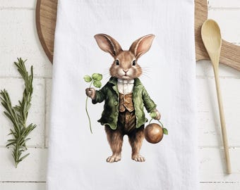 La Saint-Patrick, lapin, torchon, trèfle, lapin décoratif, cuisine, cadeau, irlandais