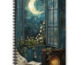 Crescent Moon Window Reading Nook Journal Dreamy Book Lover Gift