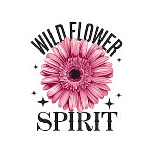Pink Daisy Starry Wildflower Spirit Sticker Kiss Cut Telefoon Laptop Sticker Free Spirit Wildflower Vibe For Flower Lovers Leuk cadeau voor haar