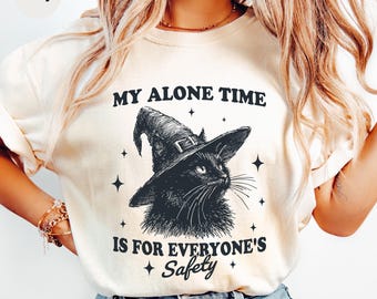 Mystical Witch Cat T-Shirt Funny Self Care Witchy Tee
