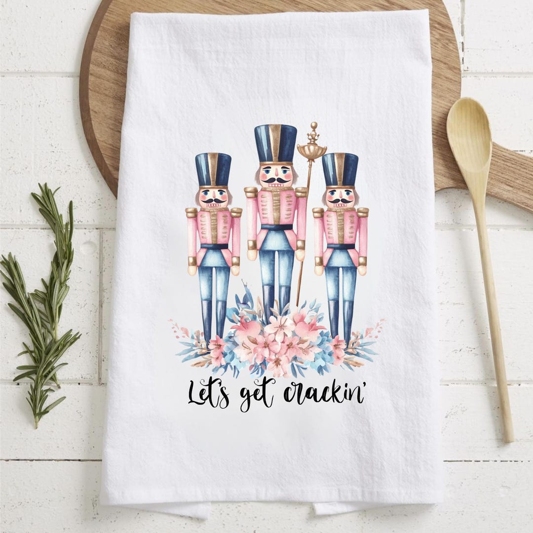 Mixweer Weihnachtstücher Set – 6x Rosa Nussknacker Geschirrtücher, 40x60 Cm, Polyester, Bauernhaus-Stil Für Küche & Deko