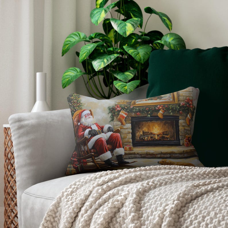 LaurelandOliveCo Santa Christmas Lumbar Pillow