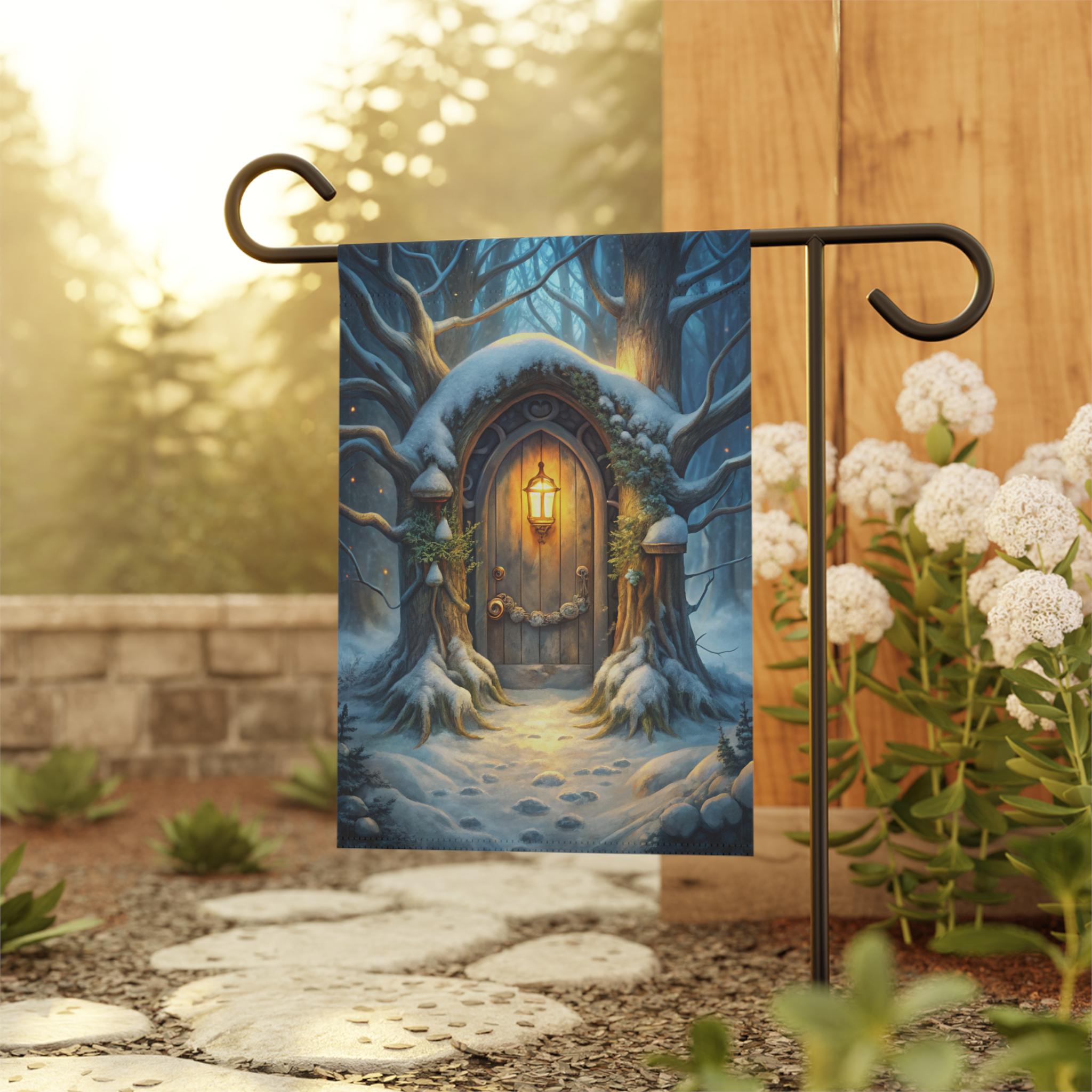 Winter Wonderland Fairy Door Garden Flag Magical Forest House Banner - Etsy