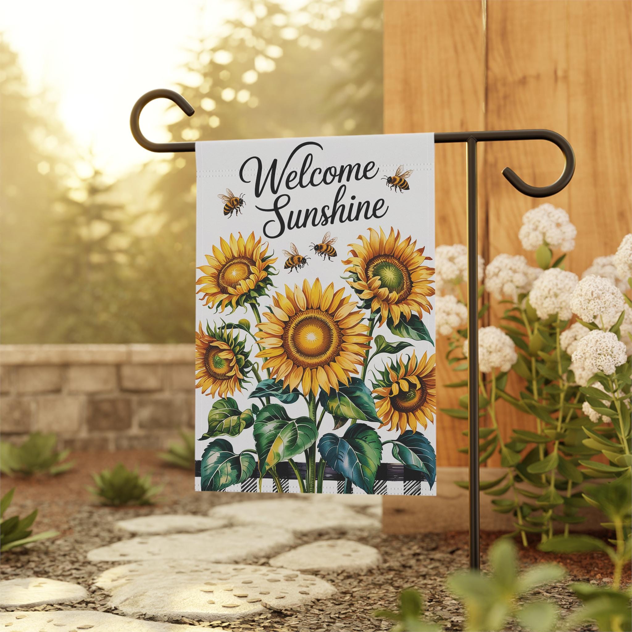 Perfectinsoy Gartenflagge – Motiv 'In A World Where You Can Be Kind', Mit Sonnenblumen