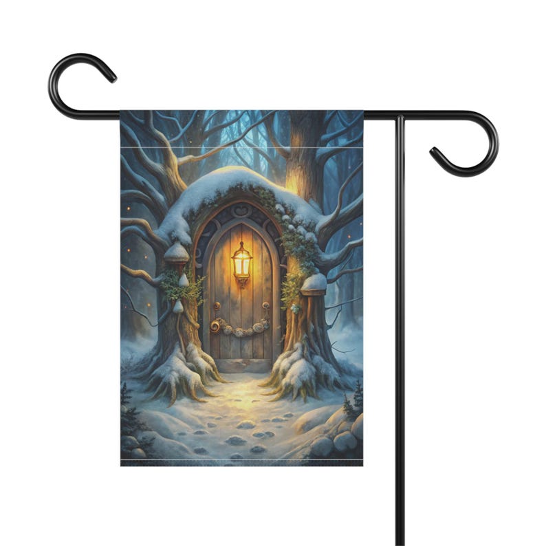 Winter Wonderland Fairy Door Garden Flag Magical Forest House Banner - Etsy