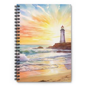 Vuurtoren Strandscène Spiraal Notitieboek Sunny Seaside Journal