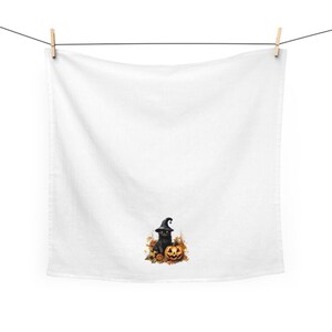 Black Cat Halloween Kitchen Towel Witch Cat & Pumpkin Decor image 4