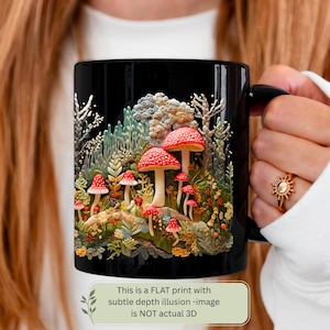 Paddenstoel paddestoel koffiemok namaakborduurwerk natuurkunst