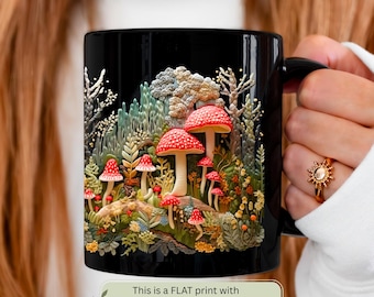 Fliegenpilz Kaffeebecher Faux Stickerei Natur Art