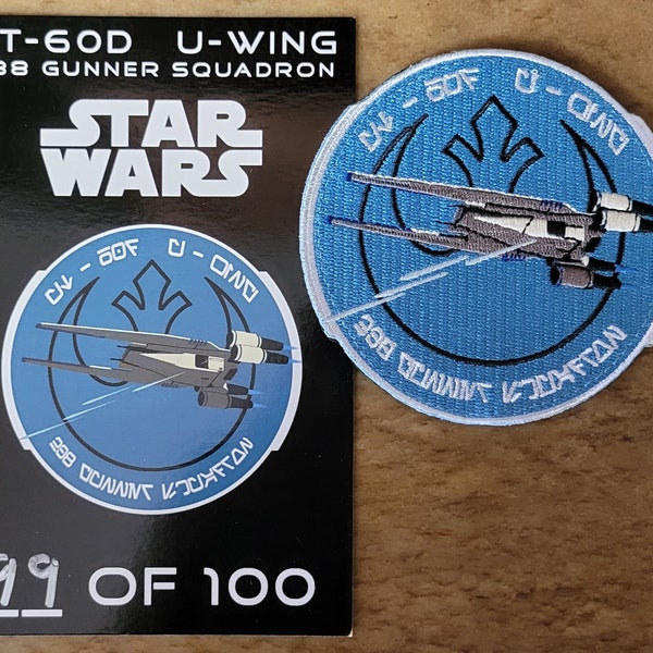 STAR WARS UT-60D U-Wing 238 Gunner Squadron Velcro Embroidered Patch with Numbered Art Card