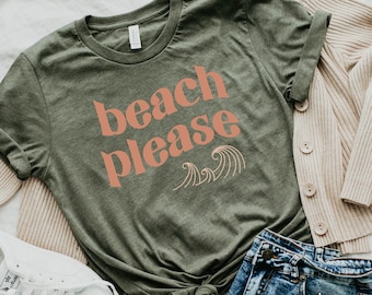 Camisa Beach Please / Camisa de viaje para niñas / Camisa de vacaciones / Camisa divertida / Camisa de verano / Camisa de playa / Camisa de arena / Camisa de palma