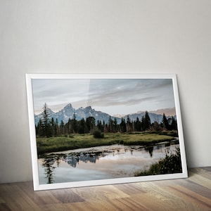 Druckbare Dekor: Schwabackers Landung mit den Tetons, Nationalpark Fotografie, Grand Teton Nationalpark, Landschaft Druck